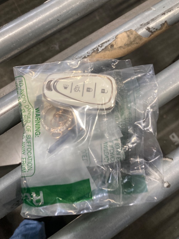 Photo 1 of Homaupt for Chevy Key Fob Cover Compatible with Chevrolet 2016-2020 Chevy Malibu Camaro Cruze Traverse Spark Equinox Blazer Volt Bolt 4 BTS, Soft TPU Key Shell Case with Bling Ring Car Sticker White