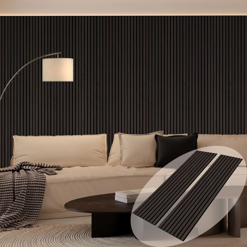 Photo 1 of Wood Panels for Wall - 2 PCS Wood Slat Wall Panel, Natural Walnut Veneer Acoustic Wall Panels - 12.6" W x 94.5" L
