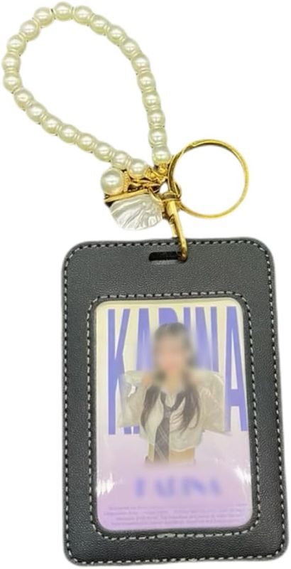 Photo 1 of 3 Inch Kpop Photocard Holder,with Cute Heart Pearl Photocard Holder Keychain for Badge ID Card
