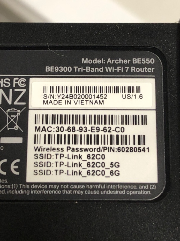 Photo 1 of TP-Link Tri-Band BE9300 WiFi 7 Router Archer BE550 6-Stream 9.2Gbps Full 2.5G Ports 6 Internal Antennas Covers Up to 2,000 Sq. Ft. Add Easy-Mesh Device for Extended Coverage VPN Support
