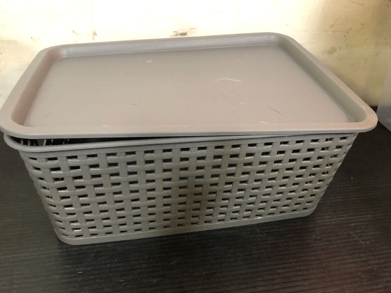 Photo 1 of Plastic Storage Baskets with Lid-Plastic 10.2x7.2x4.1Inch