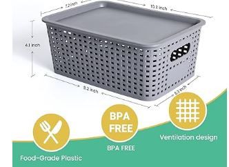 Photo 1 of Plastic Storage Baskets with Lid-Plastic 10.2x7.2x4.1Inch