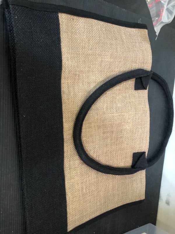 Photo 1 of 1PC Burlap Tote Bag 17 x 12.6 x 6.7 Inch Jute Tote Bag  