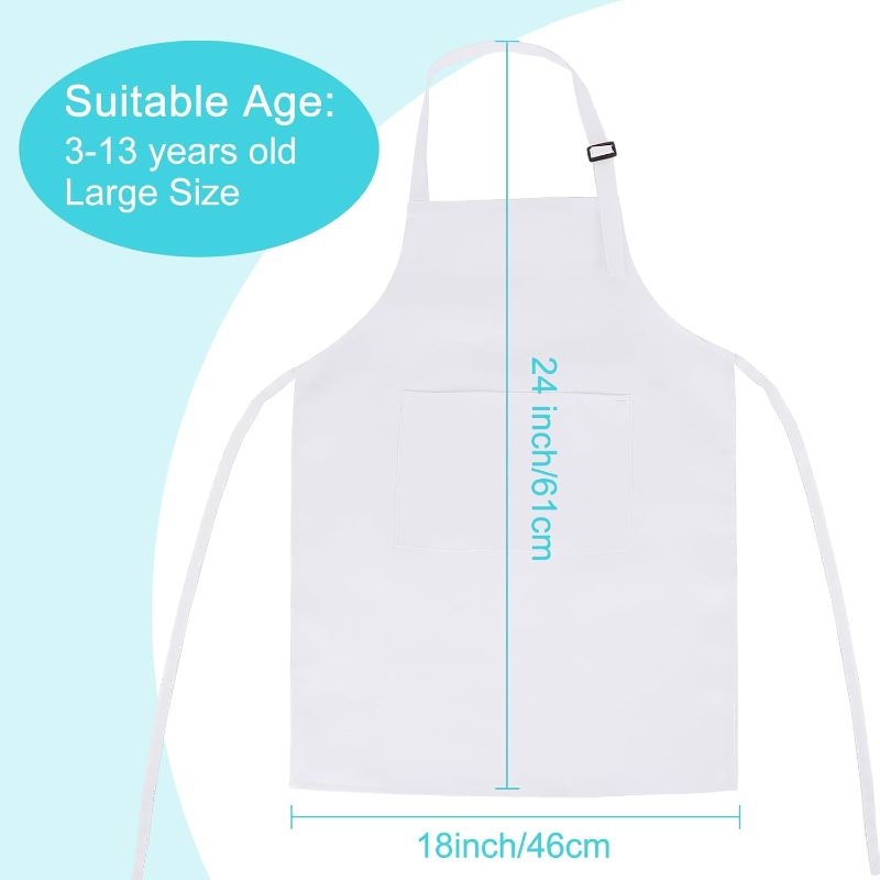 Photo 1 of Bouiexye   Kids Apron Adjustable Children Apron with 2 Pockets Children Chef Painting Aprons for Cooking Baking Painting Crafts Making (White)