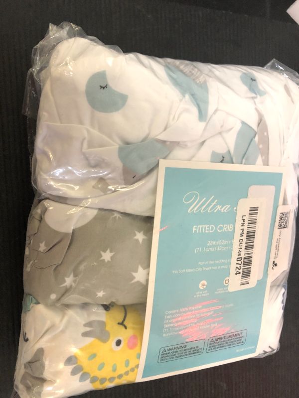Photo 1 of Plushii Crib Sheets for Baby Boys 3 Pack, 28"x 52" Extra Soft Microfiber Crib Sheet Set for Baby Crib Mattress Sheet & Toddler Mattress Pad, Dinosaur & Elephant & Stars