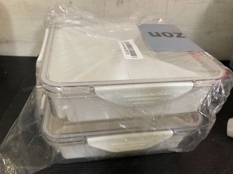 Photo 1 of 2 Pack Veggie Tray With Lid - Square Divided Serving Tray for Fridge Organizer Bins Divided Snackle Box Container with 4 Compartments for Party Serving Platter, Fruit Tray with Dip, Snack Storage