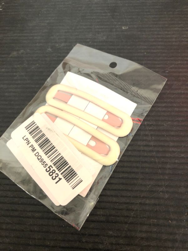 Photo 1 of 2 Pcs 2.5 Inch Matte Metal Snap Hair Clips Grips Hair Barrettes Rectangle BB Clips Pins for Girls, Women, Hair Accessories, keep loose hairs bangs and flyaways away from face (Cream)