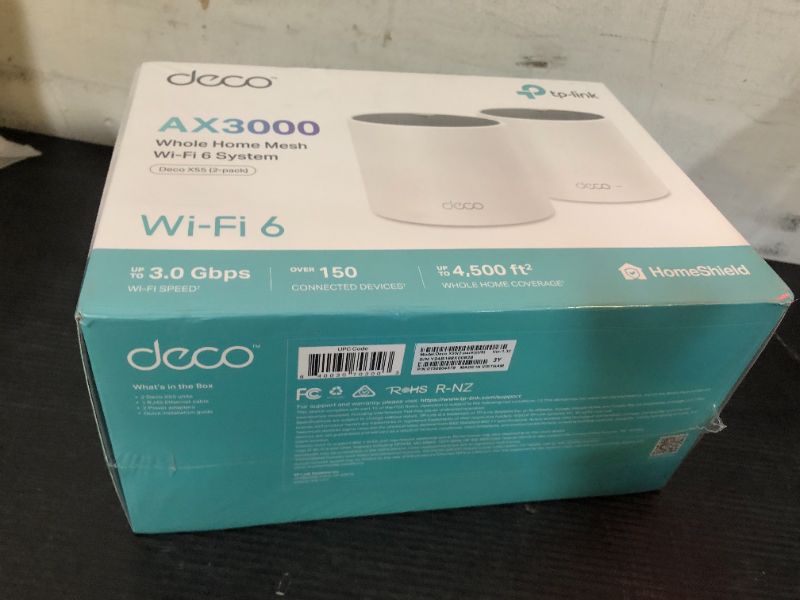 Photo 1 of TP-Link Deco AX3000 WiFi 6 Mesh System - Covers up to 4500 Sq.Ft, Replaces Wireless Router and Extender, 3 Gigabit Ports per Unit, Supports Ethernet Backhaul (Deco X55, 2-Pack)
