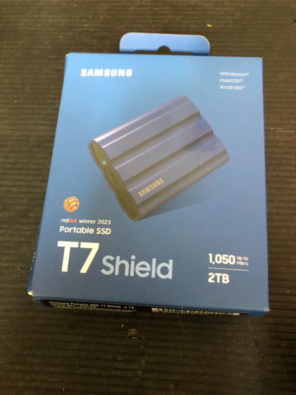 Photo 1 of SAMSUNG T7 Shield 2TB Portable SSD, USB 3.2 Gen2, Rugged, IP65 Rated, for Photographers, Content Creators and Gaming, External Solid State Drive (MU-PE2T0R/AM, 2022), Blue