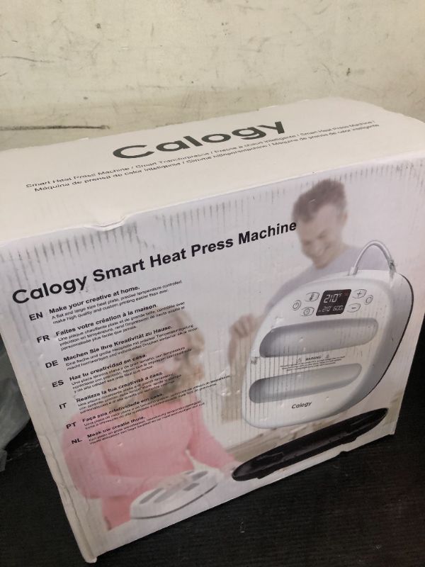 Photo 1 of Calogy Heat Press Machine for T-Shirts 10"X10", Portable Heat Press Fast Up to 410?(210 ºC), Precise Temp Control, 15 Mins Auto Off for Bag, Pillows Sublimation Vinly Transfer (White Blue-10 * 10IN)