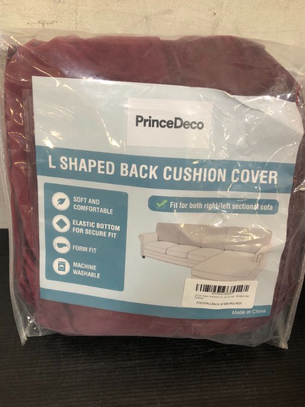 Photo 1 of PrinceDeco Sectional Couch Covers Velvet Cushion Covers for Sectional Couch Washable Cushion Covers for Sectional Sofa Pet Friendly Sectional Sofa Slipcovers(1 Chaise Back+ 3 Sofa Back,Burgundy)