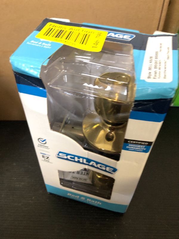 Photo 1 of Schlage F40 V BEL 605 Bell Door Knob, Bed & Bath Privacy Lock, Bright Brass