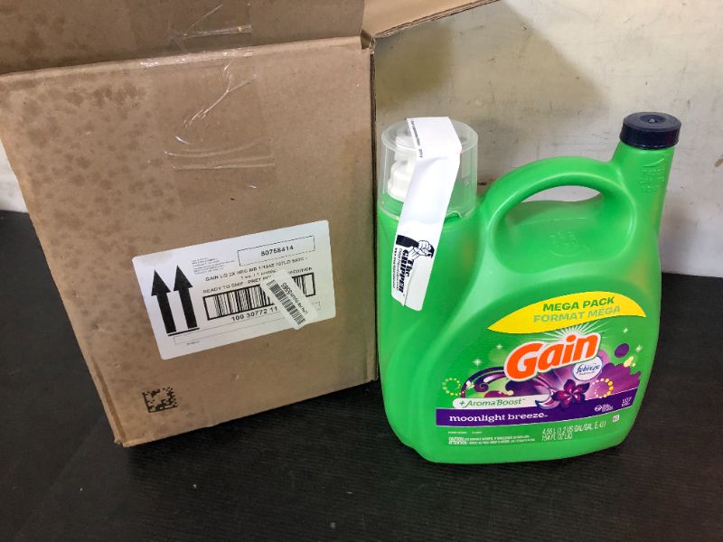 Photo 1 of Gain + Aroma Boost Liquid Laundry Detergent, Moonlight Breeze Scent, 107 Loads, 154 Fl Oz, HE Compatible with Febreze and Oxi (125)