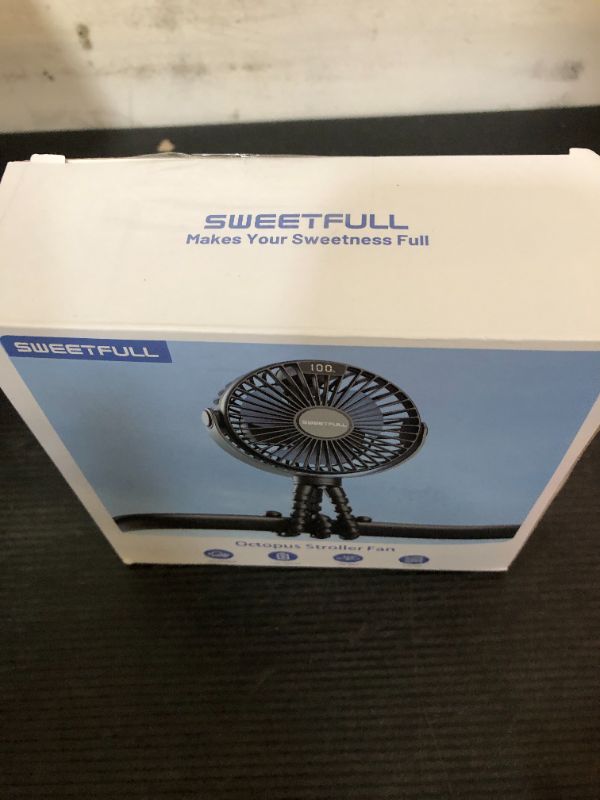 Photo 1 of SWEETFULL Portable Stroller Fan with Display 4000mAh Battery Powered Mini Clip On Fan, 4-Speed Rechargeable Small Personal Cooling for Baby Car Seat Crib Travel - Cyan