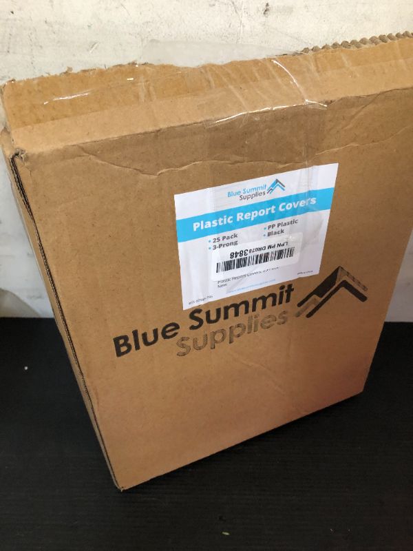 Photo 1 of Blue Summit Supplies  Black Plastic Report Covers with Prongs, Black 3 Prong Clear Front Report Cover for Presentation, Document, and School Use, 0.42mm PP Plastic 