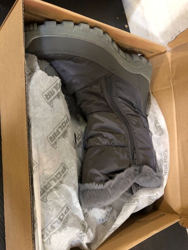 Photo 1 of POLAR Womens Memory Foam Twin Zip Opening Pull On Nylon Waterproof Thick Faux Fur Lined Winter Rain Snow Boots - Charcoal - EU39/US8 - YC0662
