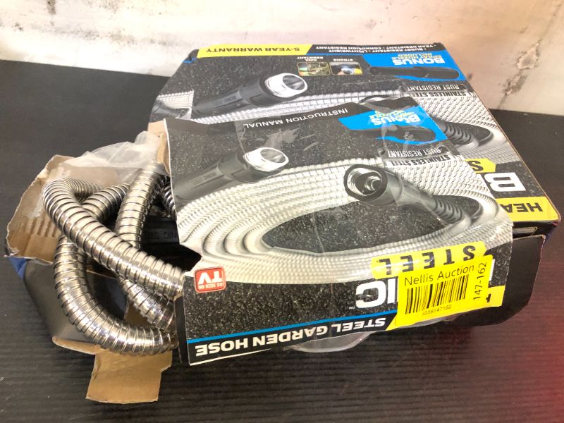 Photo 1 of Bionic Steel 25 Ft Short Metal Garden Hose with Nozzle, Premium 304 Stainless Steel Metal Water Hose 25Ft, Flexible, Kink Free, Lightweight, Heavy Duty, Crush Resistant Fittings, 500 PSI, 2025 Model