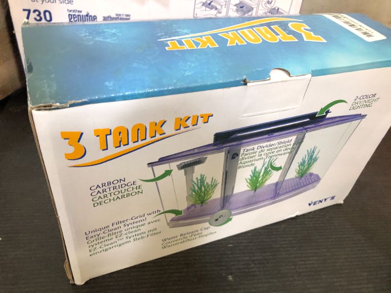 Photo 1 of Betta Fish Tank, Adjustable Light Isolation Acrylic Small Aquarium with LED Light, Small Fish Tank Starter Kit, Beta Fish Tank with Water Change Valve for Office Home Room Decor (Blue)