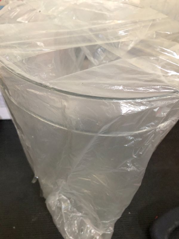 Photo 1 of Okllen 2 Pack Plastic Waste Basket, Clear Round Trash Can Small Wastebasket Garbage Container Bin for Bathroom, Bedroom, Kitchen, Home, Office, 7.3" x 8.5" x 10.6"