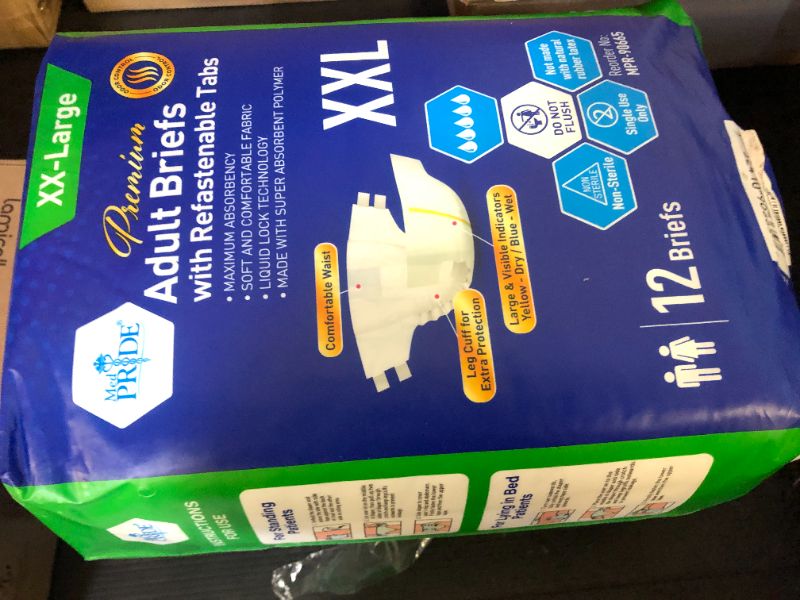 Photo 1 of MED PRIDE Maximum Absorbency Adult Briefs for Incontinence with Refastenable Tabs [XX-Large, 12-Pack]- Ultra-Absorbent Adult Diapers for Men & Women- Bladder Control Unisex Disposable Underwear