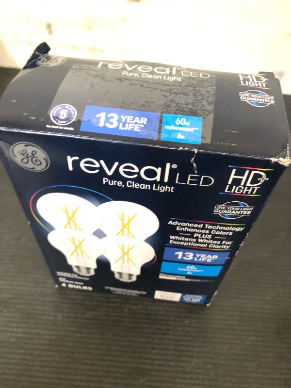 Photo 1 of GE Reveal HD+ LED Light Bulbs, 60 Watt, A19 Bulbs (4 Pack)