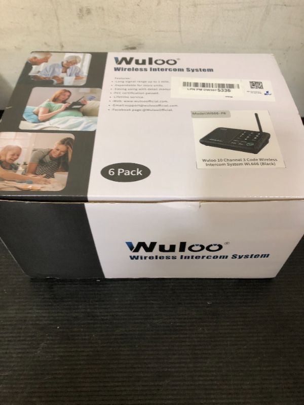 Photo 1 of Wuloo Intercoms Wireless for Home 5280 Feet Range 10 Channel 3 Code, Wireless Intercom System for Home House Business Office, Room to Room Intercom, Home Communication System (6 Packs, Black)