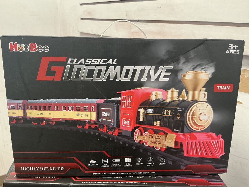 Photo 1 of Hot Bee Christmas Train Set,Train Set for Toddlers 2-4,Christmas Train Sets for Around The Tree,Steam Locomotive with Lights,Sounds,and Spray,Easy Setup Train Toy,Perfect Train Set for Kids Ages 4-8