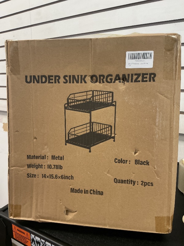 Photo 1 of NUTSAAKK 2 Pack Under Sink Organizers and Storage, Kitchen Cabinet Organizer with Sliding Drawer, Upgraded Bathroom Organizer Under Sink, 2 Tier Kitchen Sink Organizer, for Bathroom, Kitchen, Black