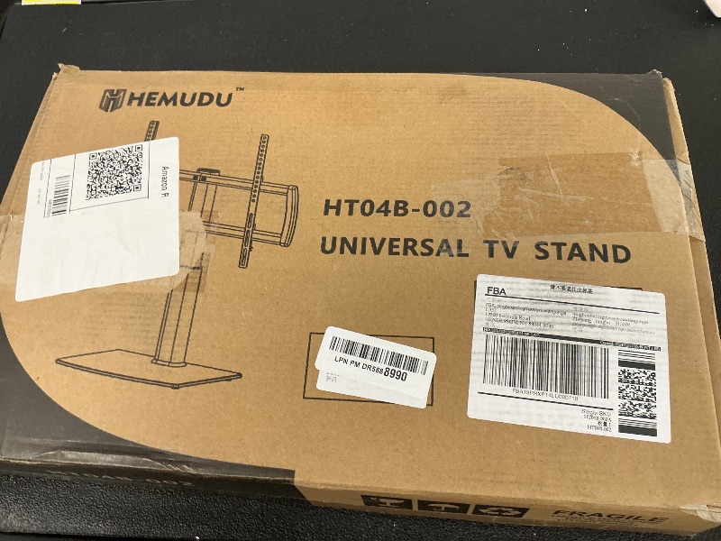 Photo 1 of Universal Swivel TV Stand/Base Table Top TV Stand 32 to 65 inch TVs 80 Degree Swivel, 4 Level Height Adjustable, Heavy Duty Tempered Glass Base, Holds up to 88lbs Screens, HT04B-002