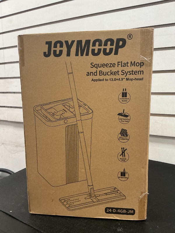 Photo 1 of JOYMOOP Mop and Bucket Set with Wringer, Flat Mops for Floor Cleaning, Wall Mop Cleaner with Long Handle, Hardwood Floor Mop with 4 Microfiber Pads