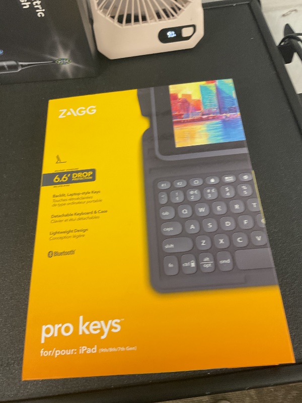 Photo 1 of ZAGG Pro Keys Detachable Case & Wireless Keyboard for Apple iPad 10.2" (Gen 9, 8, 7) - Bluetooth Pairing, Backlit Laptop-Style Keys, Apple Pencil Holder, 6.6ft Drop Protection, Black