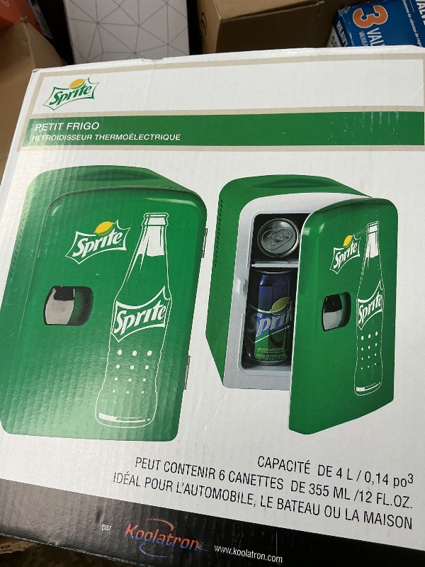 Photo 1 of Sprite Mini Fridge - Refrigerator for Bedroom Skincare Office, Portable Table Top Beverage Cooler, 12V 110V Refrigerador For Drinks, Soda, Wines, Breast Milk, Use In Car, Dorm, Outdoor, Patio, 8 Can