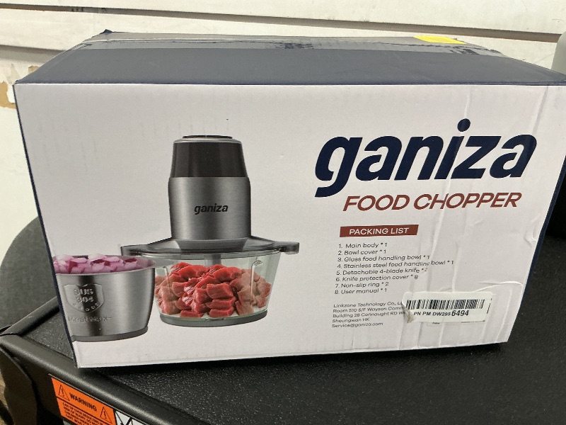 Photo 1 of GANIZA Food Processors, Electric Food Chopper with Meat Grinder & Vegetable Chopper - 2 Bowls (8 Cup+8 Cup) with Powerful 450W Copper Motor - Includes 2 Sets of Bi-Level Blades for Fruits/Meat/Nuts