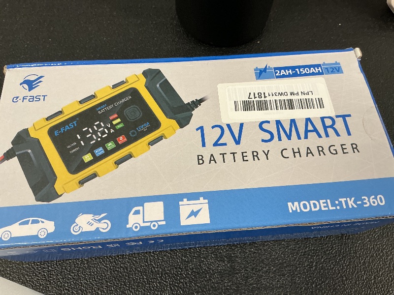 Photo 1 of E-FAST 6 amp Car Battery Charger, Smart Battery Trickle Charger Automotive 12V Battery Maintainer Desulfator for Car Truck Motorcycle Lawn Mower Marine LiFePO4 Lead Acid Batteries