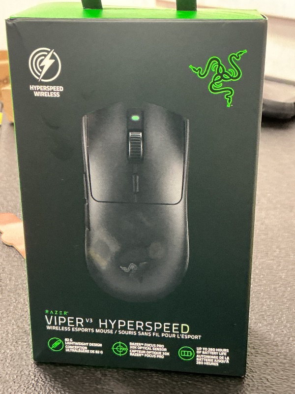Photo 1 of Razer Viper V3 HyperSpeed Wireless Esports Gaming Mouse: 82g Lightweight - Up to 280 Hr Battery - 30K DPI Optical Sensor - Gen-2 Mechanical Switches - 8 Programmable Controls - Classic Black
