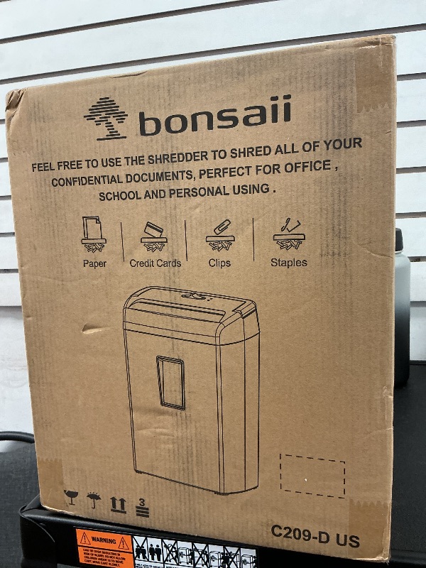 Photo 1 of Bonsaii 10-Sheet Cross Cut Paper Shredder, 5.5 Gal Home Office Heavy Duty Shredder for Credit Card, Staple, Clip with Transparent Window(C209-D)