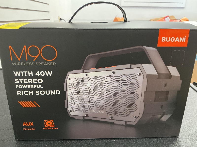 Photo 1 of BUGANI Bluetooth Speaker, 40W Portable Bluetooth Speakers with Stereo Loud Sound, 24H Playtime, Built-in Mic, Support TF Card/AUX, IPX6 Waterproof Outdoor Speaker for Camping Beach Party