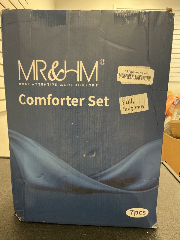 Photo 1 of MR&HM Satin Comforter Full 7 Pieces - Luxurious Pinch Pleat Bedding Set with Comforter, Flat Sheet, Fitted Sheet, Pillowcases & Shams, Super Silky Soft Bed Set for All Season (Full, Burgundy)