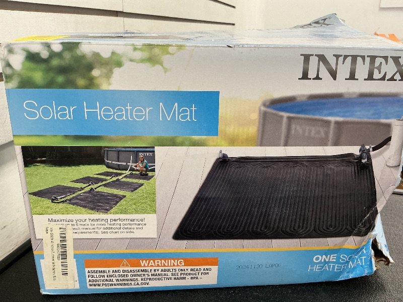 Photo 1 of Intex 28685E 47 Inch x 47 Inch Solar Pool Water Heater Mat for 8,000 Gallon Above Ground Swimming Pool with Hose Attachment and Adaptors, Black