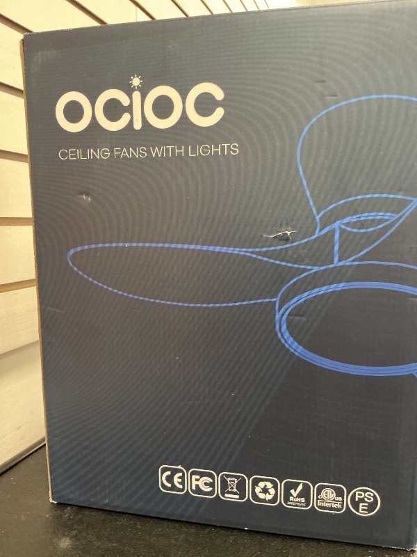 Photo 1 of ocioc Quiet Ceiling Fan with LED Light DC motor 32 inch Large Air Volume Remote Control White for Kitchen Bedroom Dining room Patio