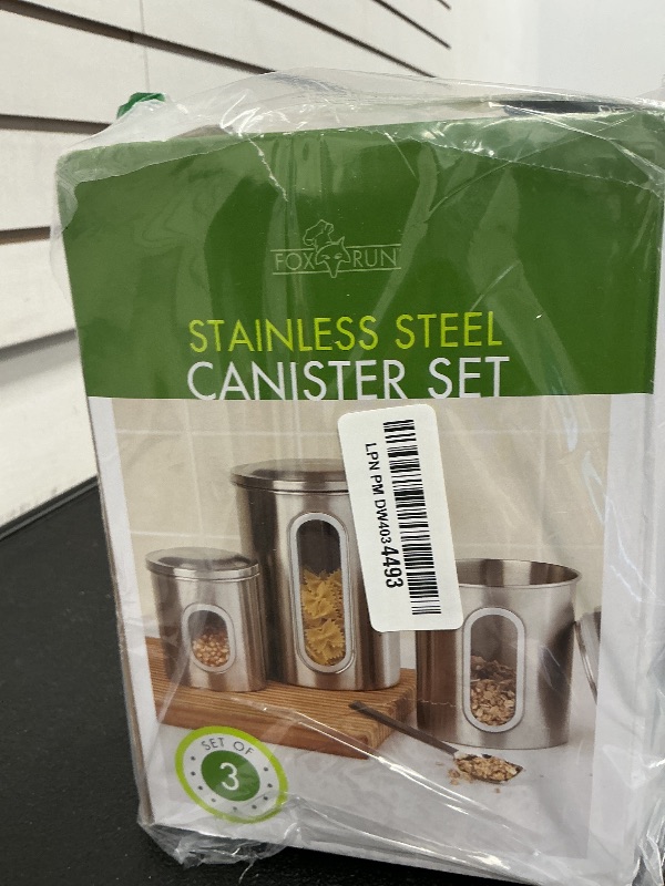 Photo 1 of Fox Run 6103 Canister Set, Stainless Steel, 3-Piece Metallic, 5.75 x 6 x 8.5 inches