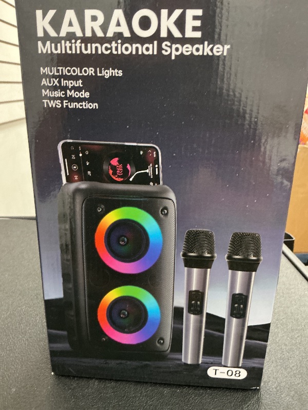 Photo 1 of Karaoke Machine, Portable Bluetooth Speaker, PA Speaker with 2 Wireless Karaoke Microphones, Karaoke Machine for Adults Kids with Upgraded Subwoofer, Support TWS/TF/USB/AUX for Home Party Outdoor