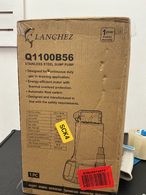 Photo 1 of LANCHEZ 1.6 HP Stainless Steel Submersible Water Pump 5500GPH High Flow with Float Switch Long Cord, Sump Pump for Quick Water Removal from Swimming Pool Flooded Basement Pit Sewage Sink Pool Tub