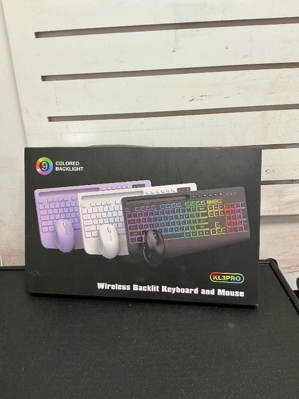 Photo 1 of Wireless Keyboard and Mouse Combo, 9 Backlit Effects, Wrist Rest, Phone Holder, 2.4G Lag-Free Ergonomic Keyboards, Rechargeable Silent Cordless Set for Computer, Laptop, Mac, Windows -SABLUTE?White?