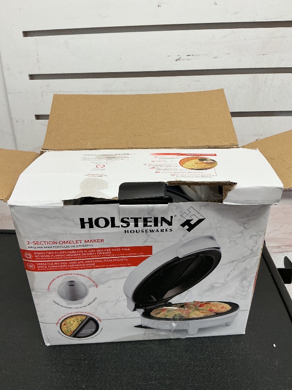 Photo 1 of Holstein Housewares - Non-Stick Omelet & Frittata Maker, White/Stainless Steel - Makes 2 Individual Portions Quick & Easy