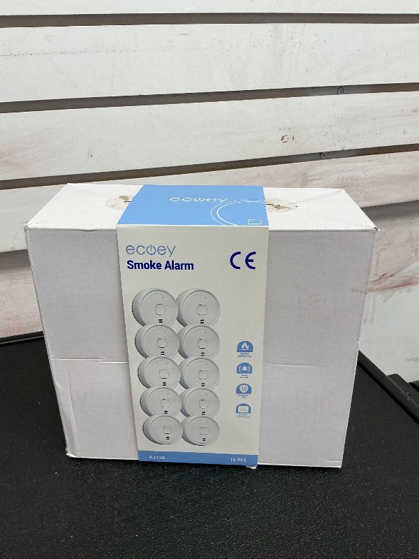 Photo 1 of Ecoey  Detector, Smoke Alarm with Advanced Photoelectric Technology, Fire Alarm Smoke Detector with Test Button and Low Battery Reminder, Fire Alarm Used in Bedroom, Home, FJ138, 10 Packs