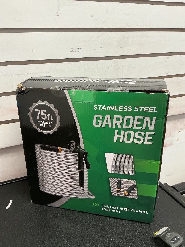 Photo 1 of Amayrose Garden Hose 75 FT with 10-Function Nozzle, Leak-proof Metal Connector Water Hose, No Knots, Kink-Free, Lighter, Anti-Pets, Wear-Resistant, 3/4 GHT, Metal Hose for Garden, Yard, Outdoor