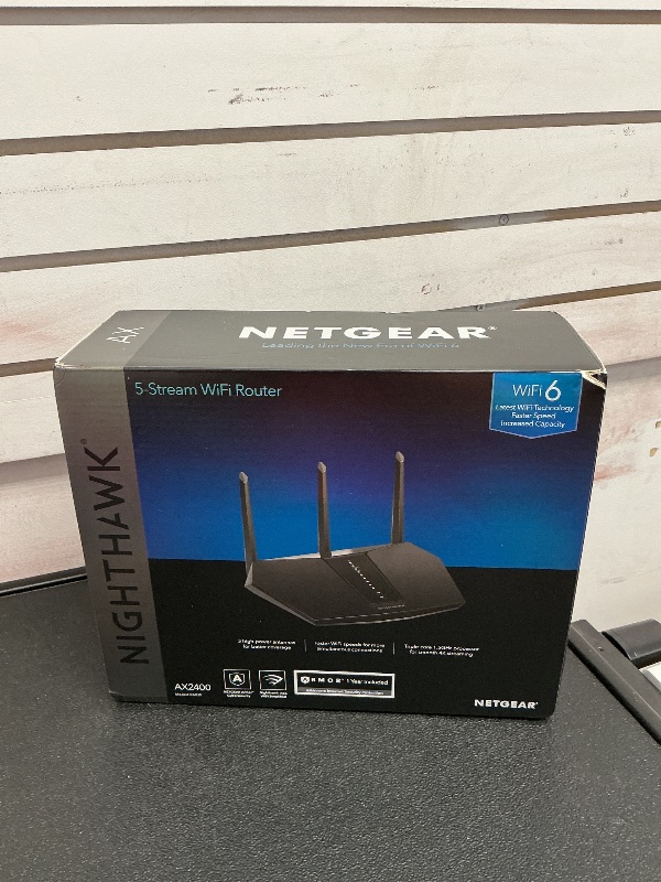 Photo 1 of NETGEAR Nighthawk WiFi 6 Router (RAX30) - Security Features, 5-Stream Dual-Band Gigabit Router, AX2400 Wireless Speed (Up to 2.4 Gbps), Covers Up to 2,000 sq.ft. and 20 Devices