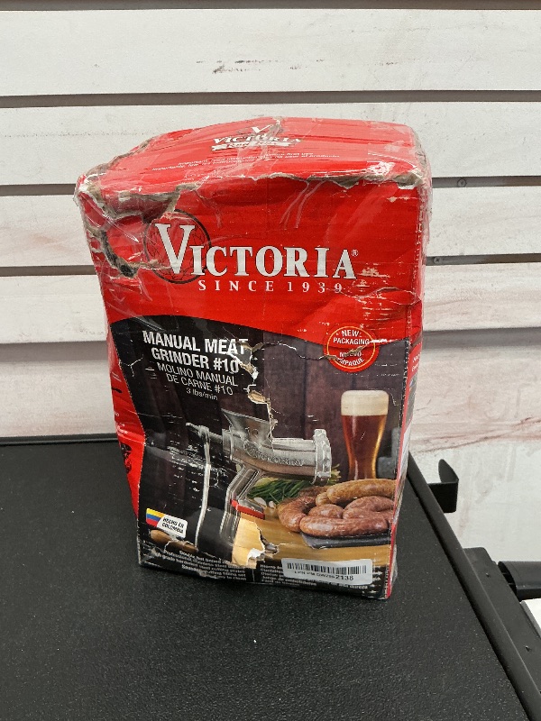 Photo 1 of Victoria Cast-Iron Meat Grinder with a Table Clamp Mount, Manual Sausage Grinder and Meat Mincer, Number 10, Made in Colombia