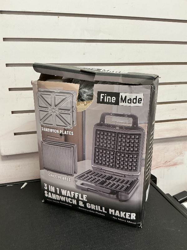 Photo 1 of FineMade Belgian Waffle Maker with Removable Plates, Waflera Electrica, Large Waffle Iron, 3 in 1 Panini Grill Press Breakfast Sandwich Maker, Electric Griddle, Grilled Cheese Maker, Breakfast Station